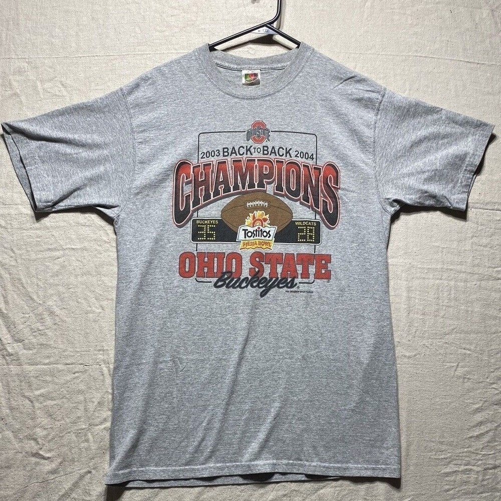 Vintage Ohio State Buckeyes T Shirt Mens Large Gray 2003 2004 Champions